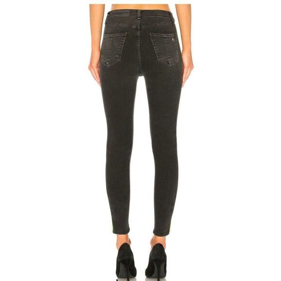 Rag & Bone High Waist Skinny Jeans Womens 24 Black Mazie Side Stripe - Picture 3 of 7